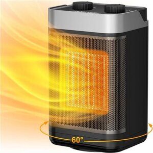 Space Heater Indoor, 1500W Portable Heater, 60°Oscillating Electric Heater